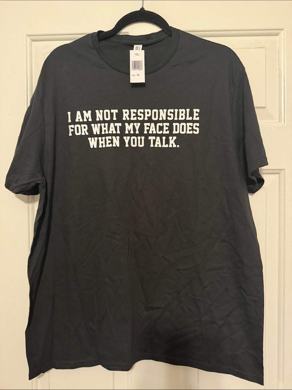 Gray Graphic Tee with Bold White Text women